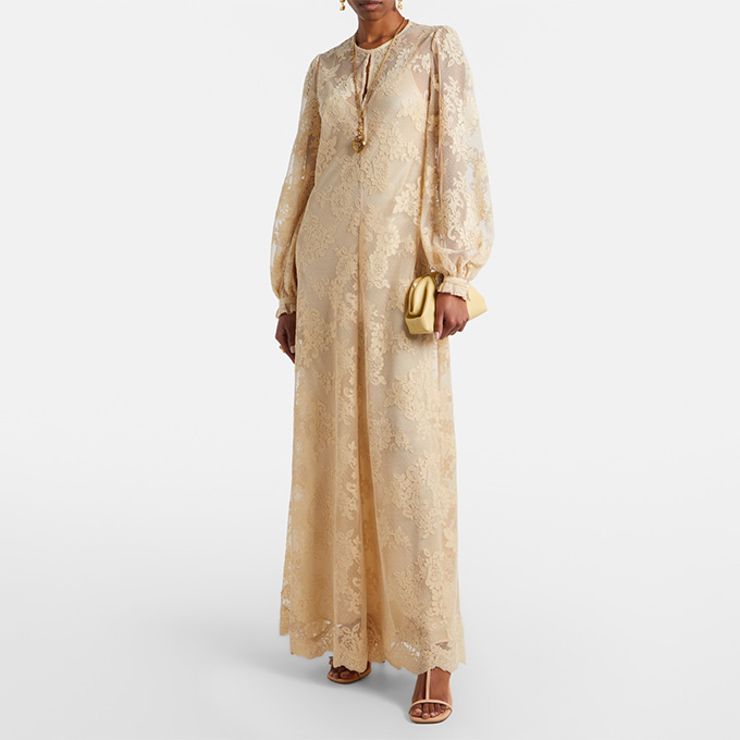 zimmermann indra fitted lace maxi dress